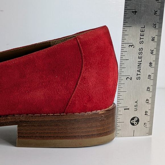 AQUATALIA Golda Loafers Women's 8.5 Red Suede Flats Pointy Toe Slip On - Picture 11 of 13